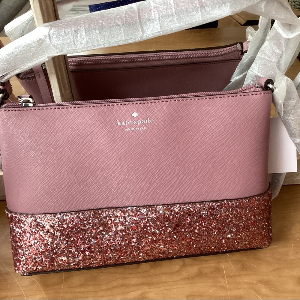 KATE SPADE ♠️ GRETA COURT RAMEY PINK GLITTER CROSSBODY BAG